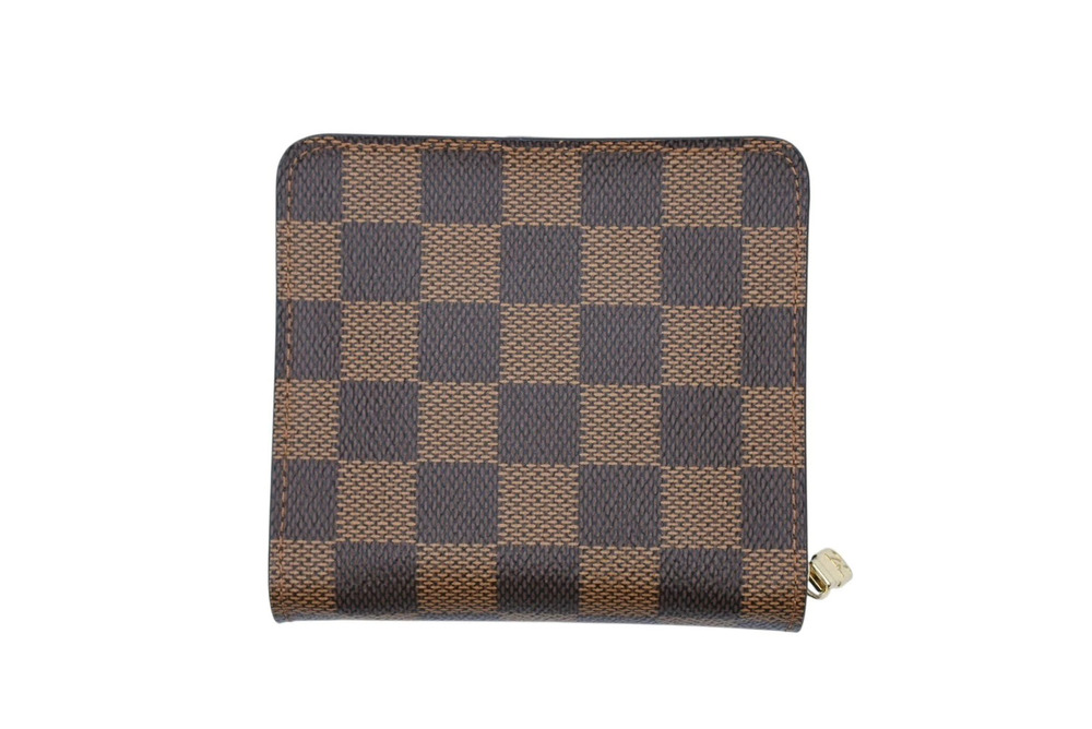 LOUIS VUITTON bi fold wallet Compact Zip Damier canvas Ebene Brown